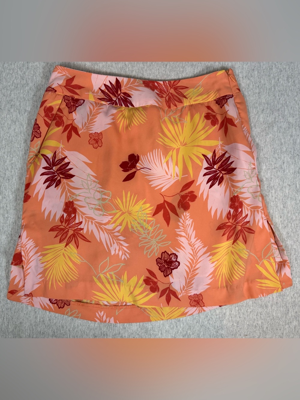 Izod Comfort Golf Skort Orange Floral Fronds Print- Size 0